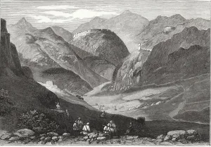 British-Afghan war, view of the Khyber Pass on the Afghan border with India