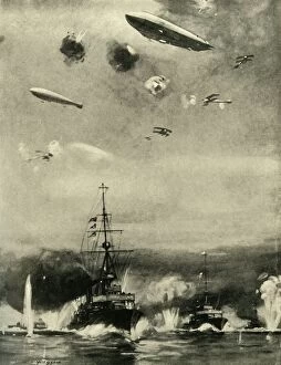 The British Air Raid on Cuxhaven, Christmas Day, 1914, (c1920). Creator: E S Hodgson