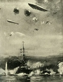 Sea Battle Prints: The British Air Raid on Cuxhaven, Christmas Day, 1914, (c1920). Creator: Es Hodgson