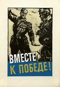 British airman and Russian airman, with aeroplanes in background, May 1941. Creators: Central Office of Information, Unknown