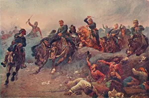 John Charlton Prints: British Artillery Entering the Enemys Lines at Tel-el-Kebir, Egypt, 1882, 1883 (1906)