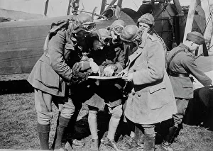 Aerodrome Prints: British aviators consulting, between 1914 and 1918. Creator: Bain News Service