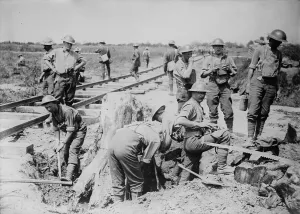 British building railroad, 28 Jul 1917. Creator: Bain News Service