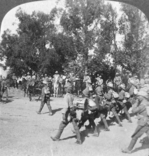 Boer War Collection: British commanders reviewing troops entering Kroonstadt, South Africa, Boer War, 1901