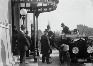 British Commission To U.S. - Arrival At Long Residence, 1917. Creator: Harris & Ewing. British Commission To U.S. - Arrival At Long Residence, 1917. Creator: Harris & Ewing