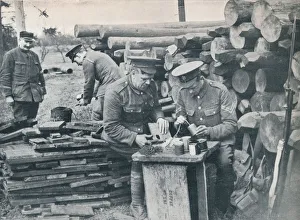 Resourceful Prints: British engineers with the Expeditionary Force making hand grenades out of tobacco tins