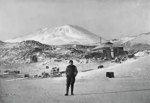 British explorer Ernest Shackleton at the Cape Royds base camp, Antarctica, 1908