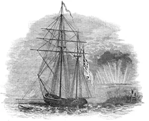 Windward Islands Prints: The British Force off Tahiti - Her Majestys Ketch, Basilisk, 1844. Creator: Unknown