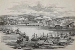 British Fleet Gallery: The British-French squadron in Sevastopol, ca 1855. Artist: Anonymous