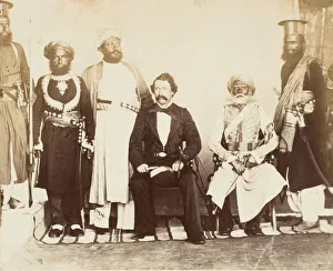State Occasion Prints: British Gentleman with Group of Eastern Potentates, 1860s. Creator: Unknown