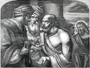 British Institution Exhibition - The Covenant of Judas - painted by J. Franklin, 1850. Creator: George Pike Nicholls. British Institution Exhibition - The Covenant of Judas - painted by J. Franklin, 1850. Creator: George Pike Nicholls