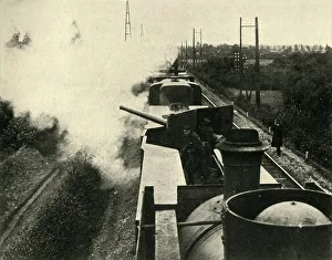 British Navy armoured train, First World War, 1914, (c1920). Creator: Unknown British Navy armoured train, First World War, 1914, (c1920). Creator: Unknown