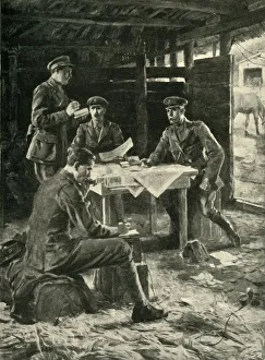 Messages Prints: British officers on the Western Front, First World War, 1914-1918, (c1920). Creator: M Ugo
