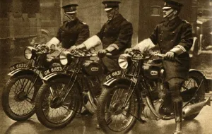 Motorcycle Prints: British police on BSA motorbikes, 1931, (1933). Creator: Unknown