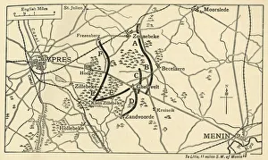 Ypres Prints: British positions before the First Battle of Ypres, First World War, 1914, (c1920)