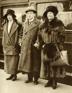 Train Station Prints: British Prime Minister Stanley Baldwin with his wife and daughter