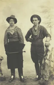 Prisoners Of War Prints: British prisoners of war in cowboy and cowgirl costumes posing