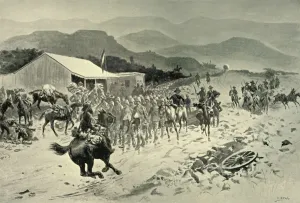 Stopping Prints: British Prisoners on Their Way to Pretoria: The First Halt, 1901. Creator: Samuel Begg