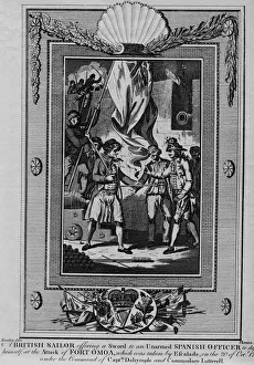 William Hamilton Prints: A British Sailor offering a Sword to an unarmed Spanish Officer to defend himself