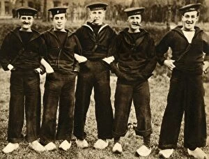 Humour Collection: British sailors wearing Dutch clogs, First World War, 1914-1918, (1933). Creator: Unknown