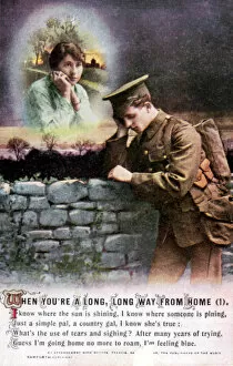 Sentimental Gallery: British soldier dreaming of his country sweetheart at home, World War I, 1914-1918