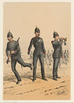 Lacquer Coating Prints: Three British soldiers, 1875-1925. Creator: Richard Simkin