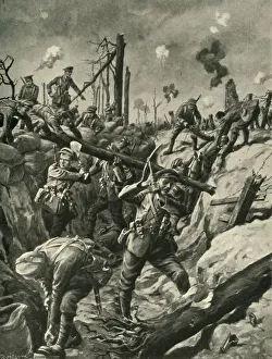 Pickaxe Prints: British soldiers in a German trench, Western Front, First World War, c1915, (c1920)