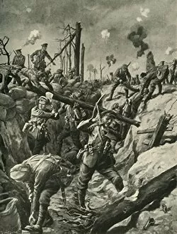 Nord Pas De Calais Gallery: British soldiers in a German trench, Western Front, First World War, c1915, (c1920)