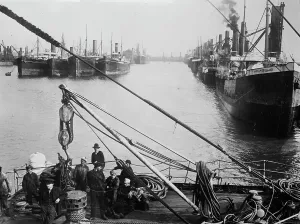 Dockyard Prints: British Strike - coal ships tied up at Cardiff
