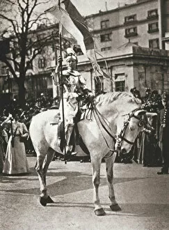 Campaigner Gallery: British suffragette Elsie Howey as Joan of Arc, London, 17 April 1909