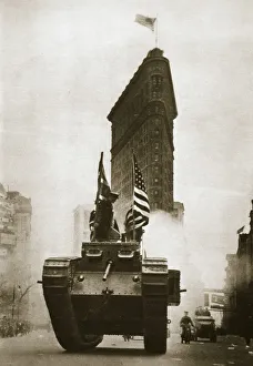 Liberty Loan Prints: British tank Britannia on Fifth Avenue, New York City, USA, c1917-c1918. Artist
