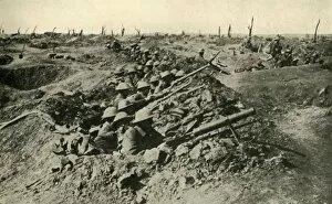 Dug Out Gallery: British troops awaiting the order to attack, Western Front, First World War, c1916, (c1920)
