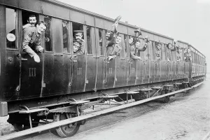 Transporting Prints: British troops in France, between c1914 and c1915. Creator: Bain News Service