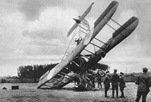 A British Vickers Vimy biplane, crashed south-west of Lille, France, World War I, 1917