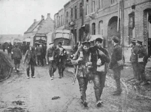 The British wounded returning to a dressing station after an attack, 1915 The British wounded returning to a dressing station after an attack, 1915