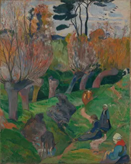 Bretagne Collection: Brittany Landscape with cows. Artist: Gauguin, Paul Eugene Henri (1848-1903)