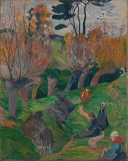 Brittany Landscape with cows. Artist: Gauguin, Paul Eugene Henri (1848-1903) Brittany Landscape with cows. Artist: Gauguin, Paul Eugene Henri (1848-1903)