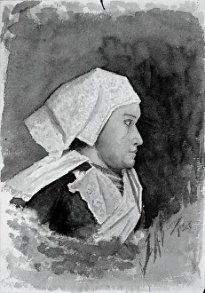 Watercolor And Pencil On Paper Prints: Brittany Peasant Woman, 1884. Creator: Louis Michel Eilshemius
