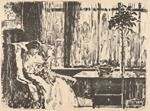 Lithograph In Black Prints: The Broad Curtain, 1918. Creator: Frederick Childe Hassam