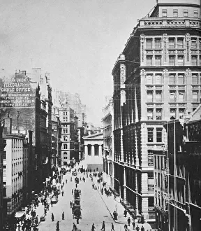 Federal Hall Prints: Broad Street, looking towards Wall Street, New York City, USA, 1893