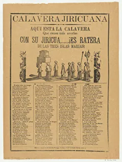 Letterpress Prints: Broadsheet relating to the calavera (skeleton) Jiricuana