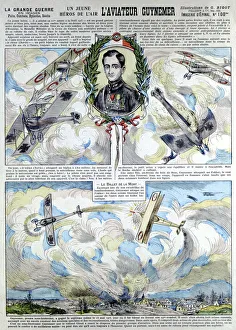 Fighter Ace Prints: Broadsheet showing Georges-Marie Guynemer, French air fighter ace