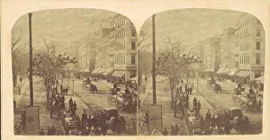 Anthony Edward Gallery: Broadway with horse-drawn carriages, ca. 1860s. Creator: Edward Anthony