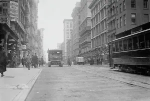 Trams Prints: Broadway North from Worth Street Dec. 1913. Creator: Bain News Service