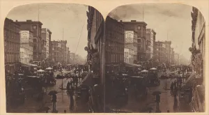 Anthony Edward Gallery: Broadway in the Rain, likely taken from 308 or 310 Broadway, New York City, ca. 1860s