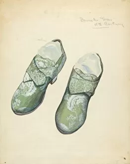 Carriage Boot Gallery: Brocade Shoes, c. 1940. Creator: Jean Gordon