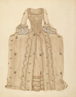 Lemberg Gertrude Prints: Brocaded Silk Dress, c. 1939. Creator: Gertrude Lemberg