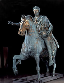 Consul Gallery: Bronze equestrian statue from the 2nd century of Marcus Aurelius (121-180), Roman Emperor