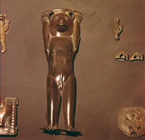 Ritual Prints: Bronze Figurine of Bear, used in Shamans Ritual, Perm Region, Russia