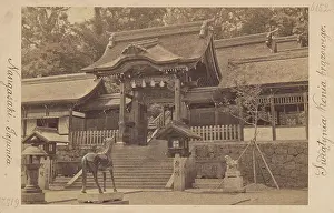 Nagasaki Japan Prints: Bronze Horse Buddhist temple, Nagasaki, Japan, 1870-1900. Creator: Ueno Hikoma
